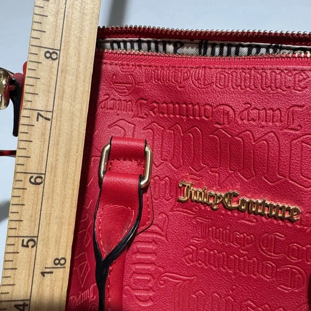 Juicy Couture Red Embossed Top‎ Handle Satchel Shoulder Bag Purse